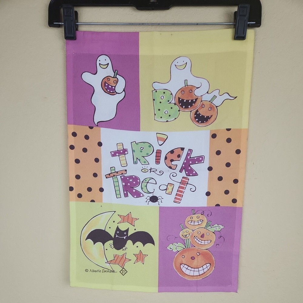 Garden Seasonal Yard Flag Trick or treat cute fun‎ friendly bats pumpkins ghosts
